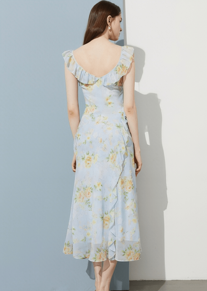 EMBROIDERED FLUTTER STRAP DRESS - Vera Lumina