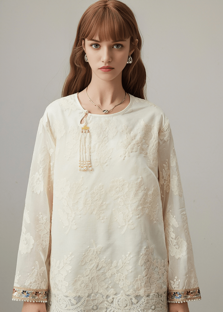 EMBROIDERED LACE TASSEL BLOUSE - Vera Lumina