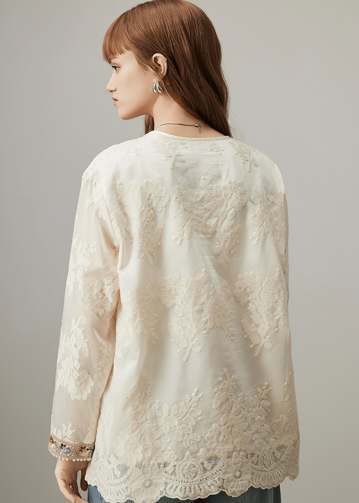 EMBROIDERED LACE TASSEL BLOUSE - Vera Lumina