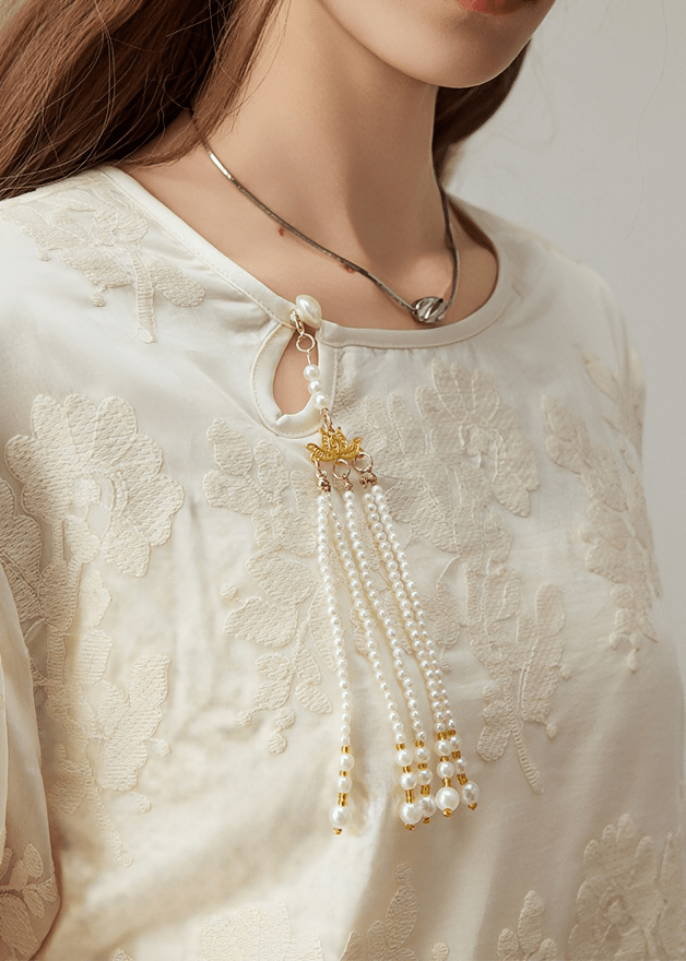 EMBROIDERED LACE TASSEL BLOUSE - Vera Lumina