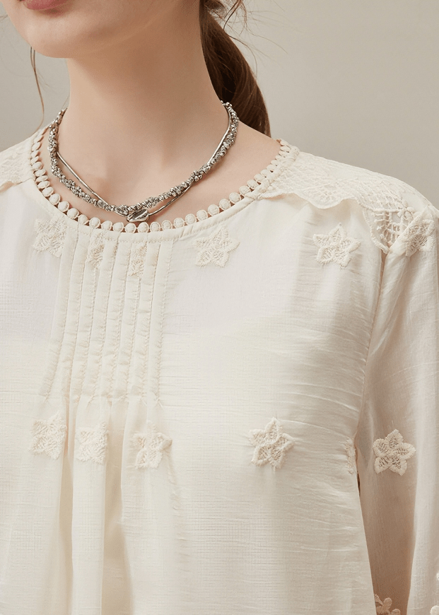 EMBROIDERED LACE TRIM TUNIC - Vera Lumina