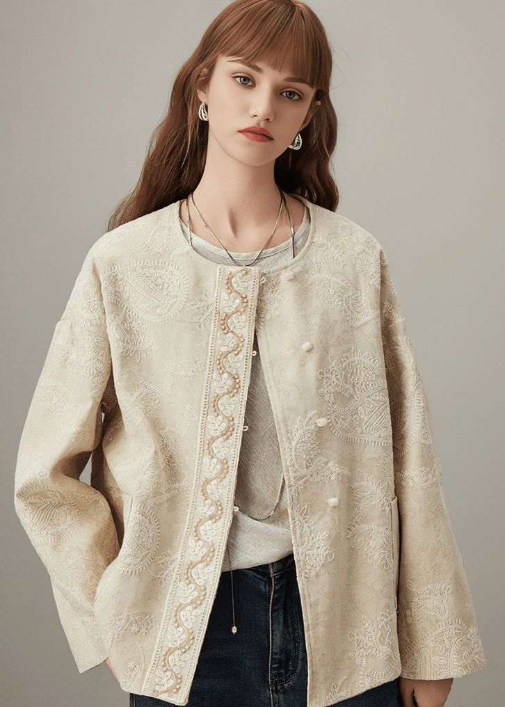 EMBROIDERED PAISLEY BOMBER JACKET - Vera Lumina