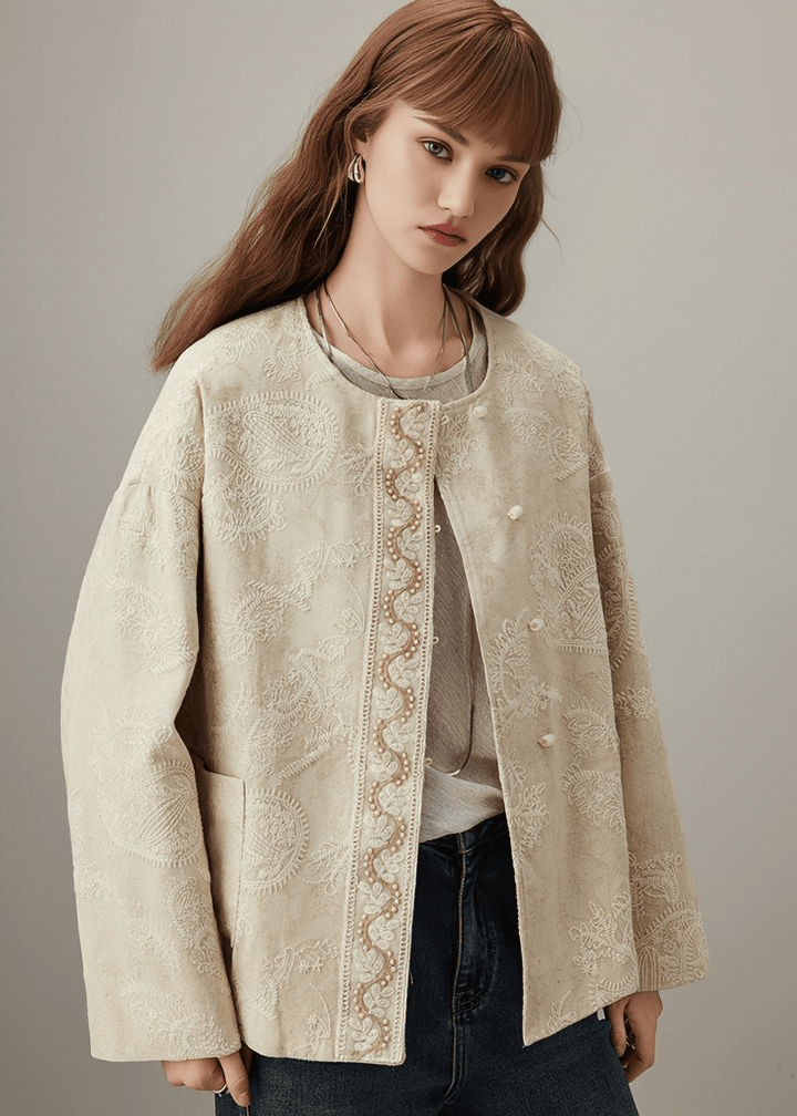 EMBROIDERED PAISLEY BOMBER JACKET - Vera Lumina
