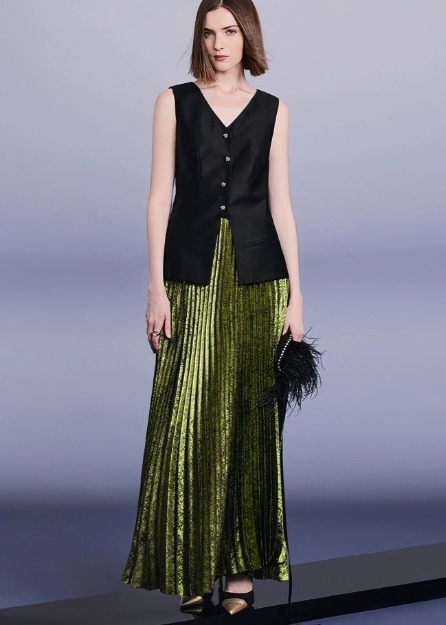 Emerald Green pressed pleated skirt & tops - Vera Lumina