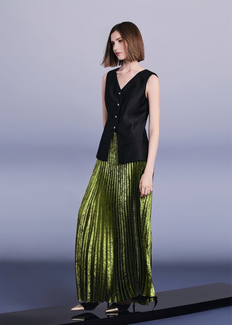 Emerald Green pressed pleated skirt & tops - Vera Lumina