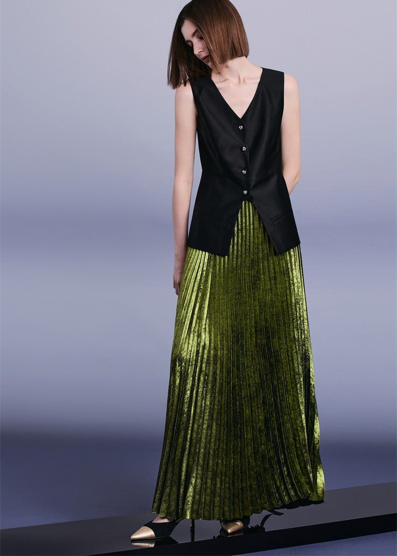 Emerald Green pressed pleated skirt & tops - Vera Lumina