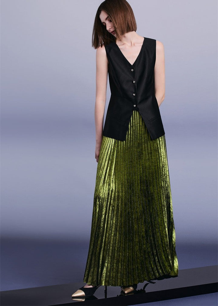 Emerald Green pressed pleated skirt & tops - Vera Lumina
