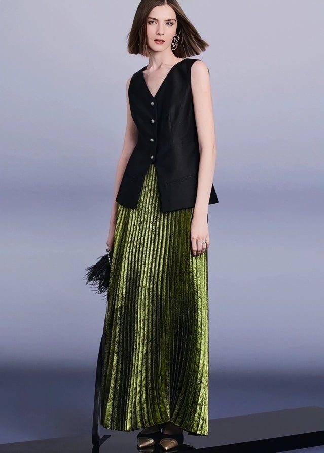 Emerald Green pressed pleated skirt & tops - Vera Lumina