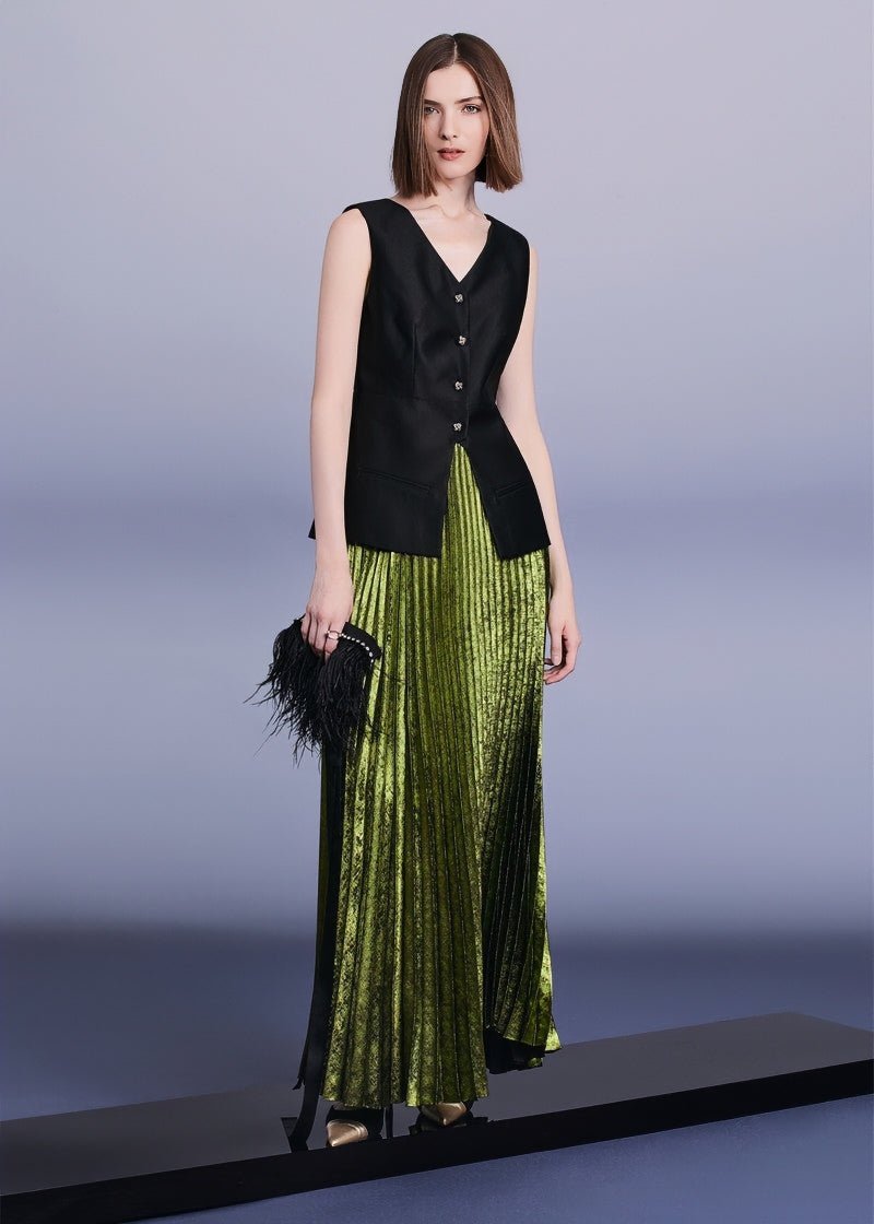 Emerald Green pressed pleated skirt & tops - Vera Lumina