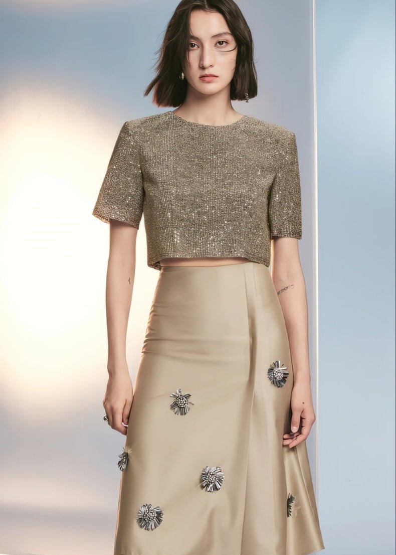 encrusted floral skirt - Vera Lumina