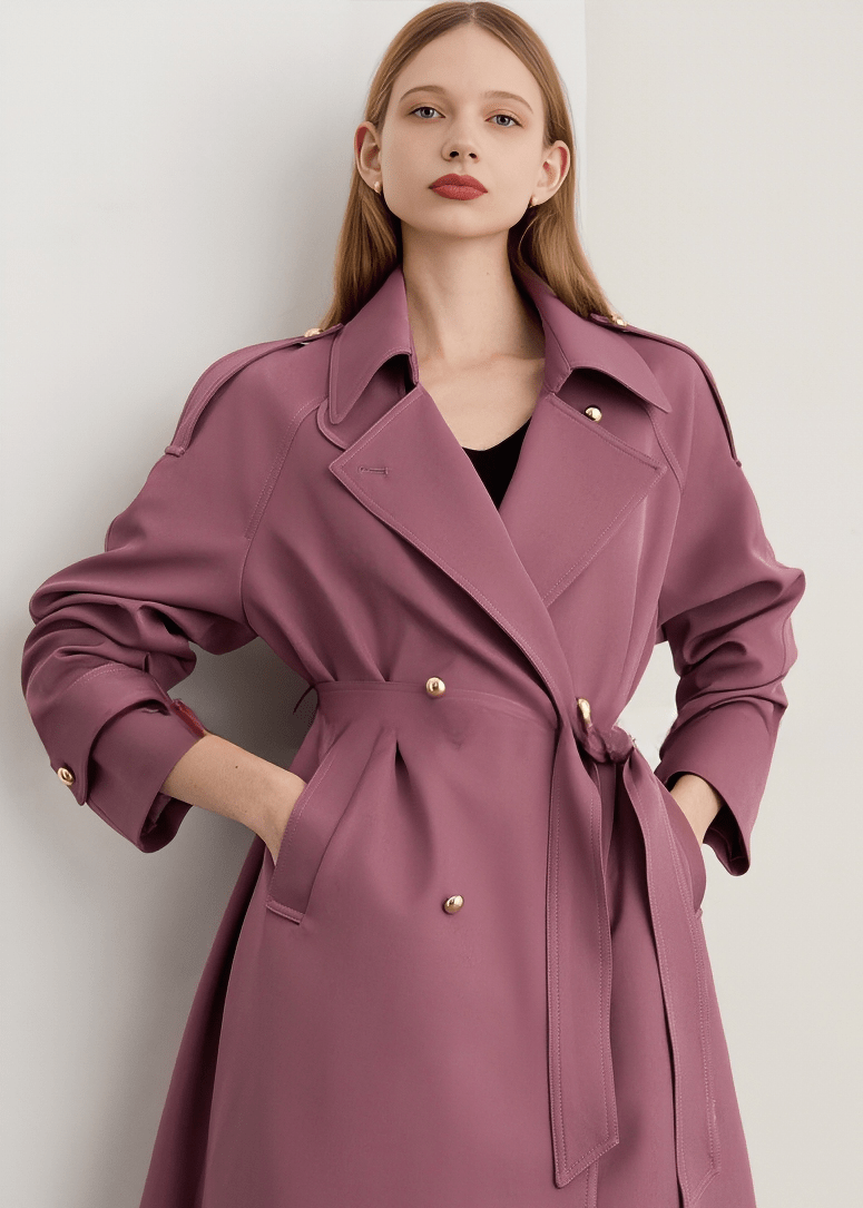 EPAULETTE SHOULDER BELTED TRENCH - Vera Lumina