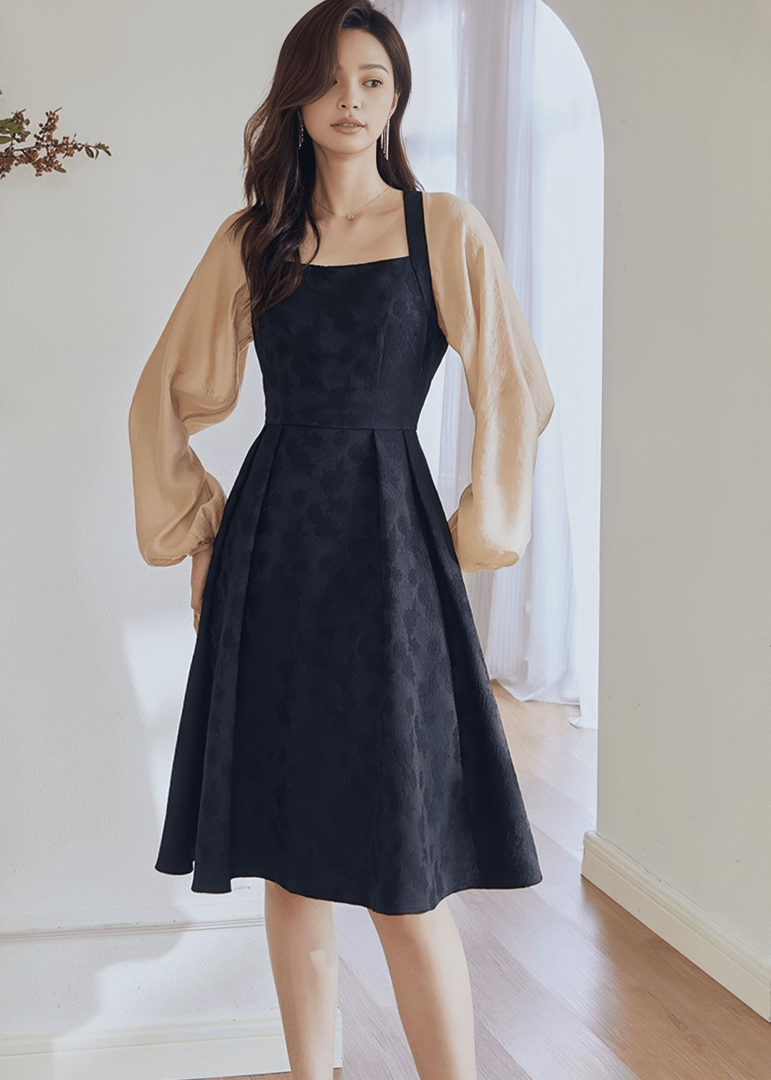 ETHEREAL BALLOON SLEEVE PINAFORE DRESS - Vera Lumina