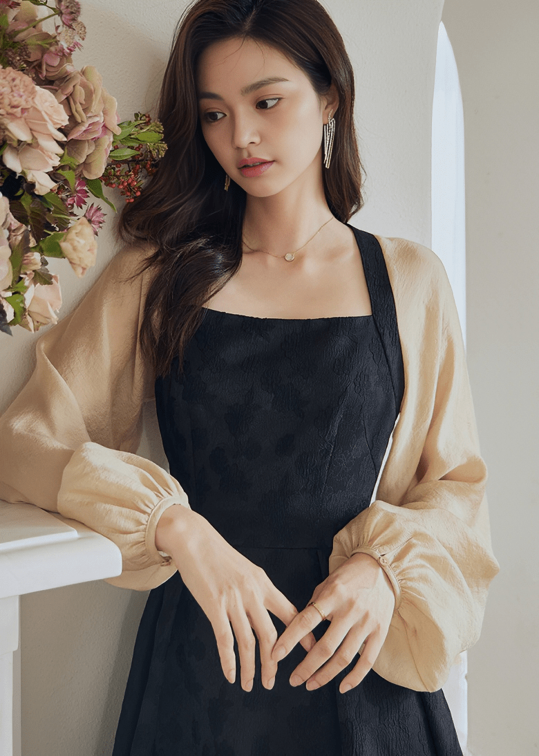 ETHEREAL BALLOON SLEEVE PINAFORE DRESS - Vera Lumina
