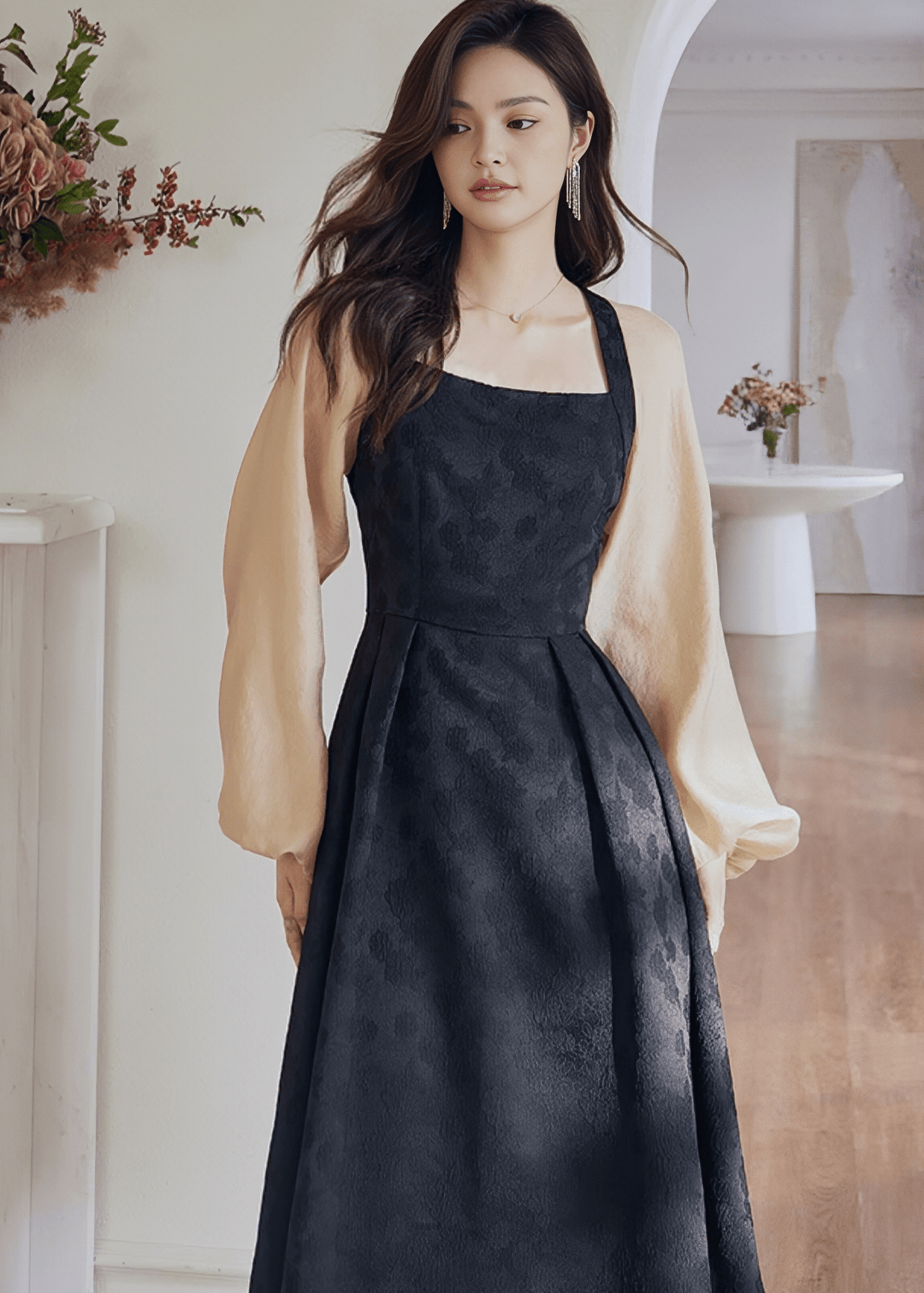 ETHEREAL BALLOON SLEEVE PINAFORE DRESS - Vera Lumina