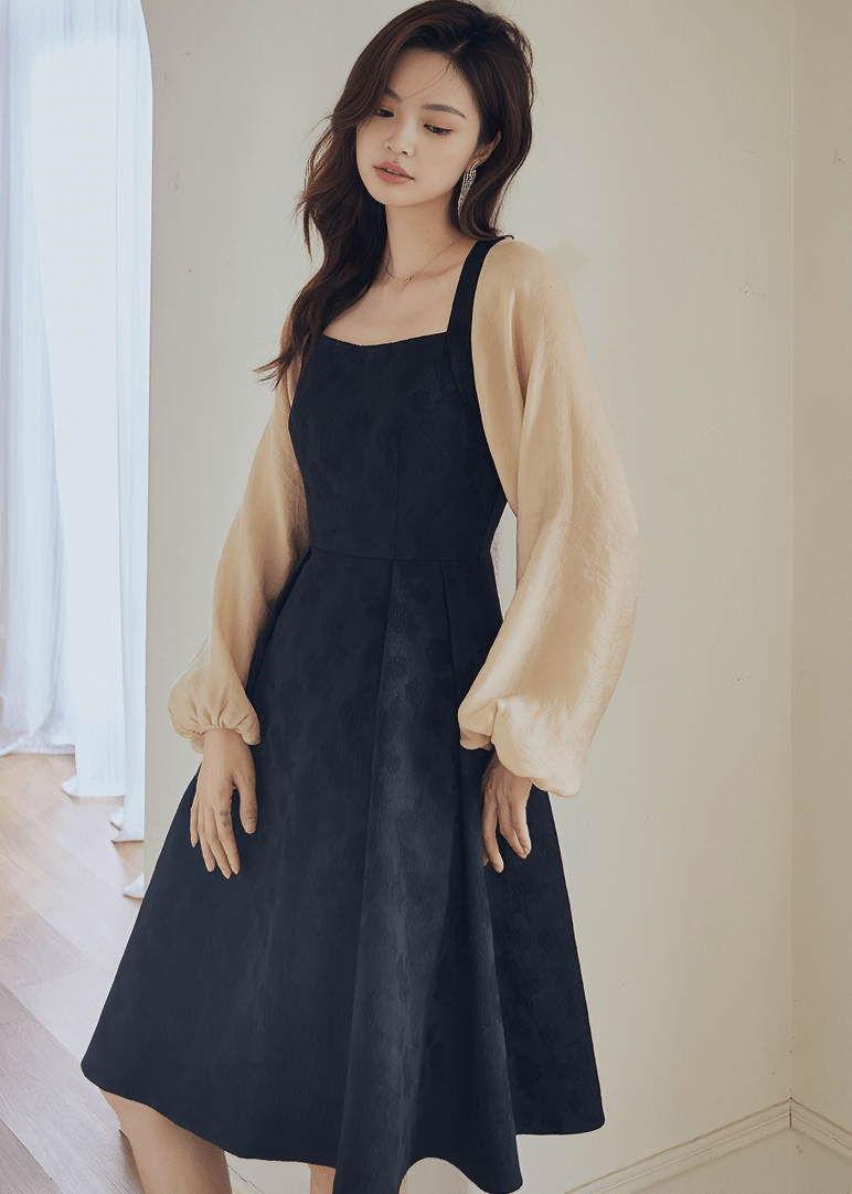 ETHEREAL BALLOON SLEEVE PINAFORE DRESS - Vera Lumina