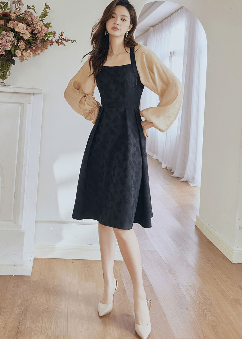 ETHEREAL BALLOON SLEEVE PINAFORE DRESS - Vera Lumina