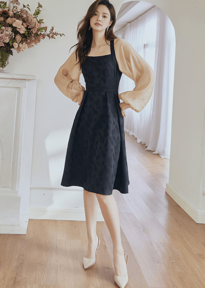 ETHEREAL BALLOON SLEEVE PINAFORE DRESS - Vera Lumina