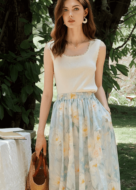 ETHEREAL GARDEN MAXI SKIRT - Vera Lumina