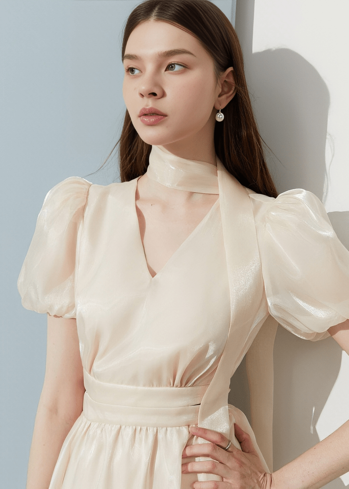 ETHEREAL PUFF SLEEVE DRESS - Vera Lumina