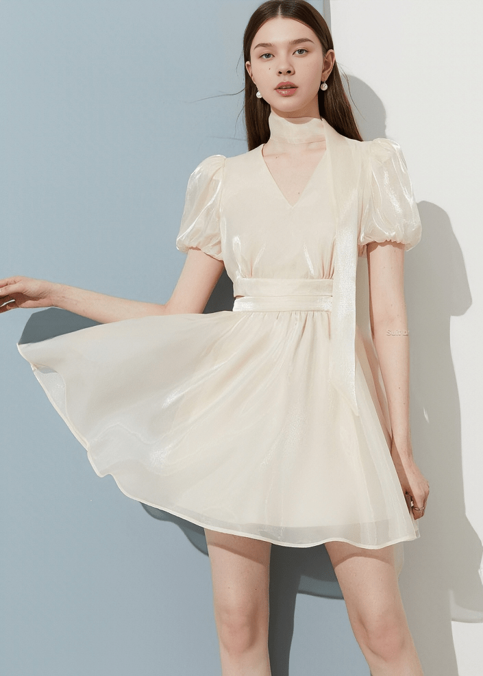 ETHEREAL PUFF SLEEVE DRESS - Vera Lumina