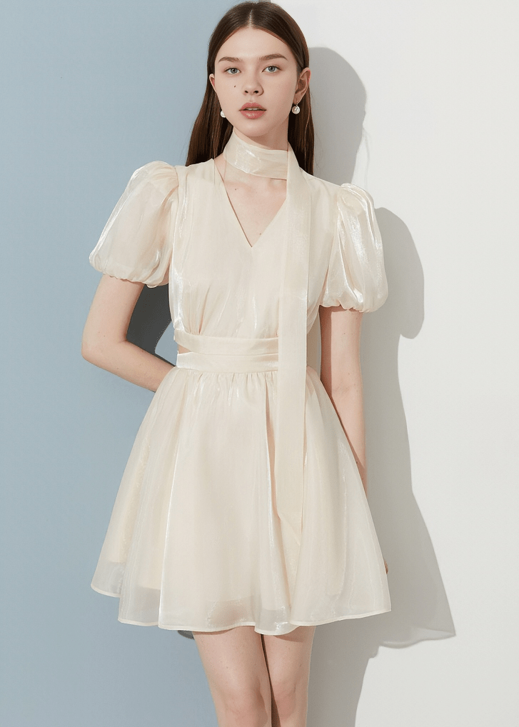 ETHEREAL PUFF SLEEVE DRESS - Vera Lumina