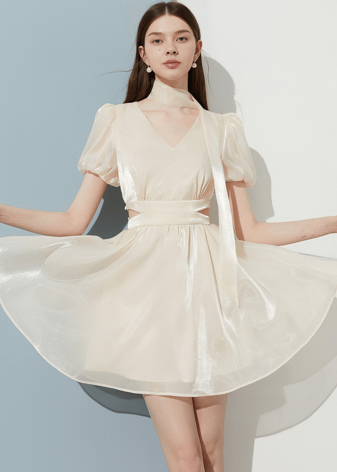 ETHEREAL PUFF SLEEVE DRESS - Vera Lumina
