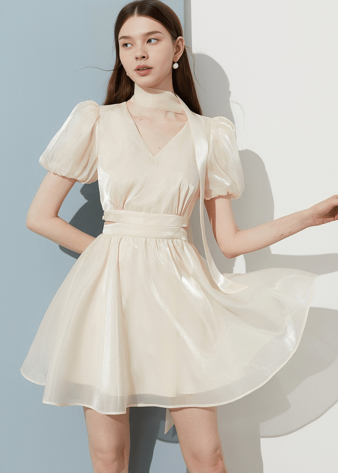 ETHEREAL PUFF SLEEVE DRESS - Vera Lumina