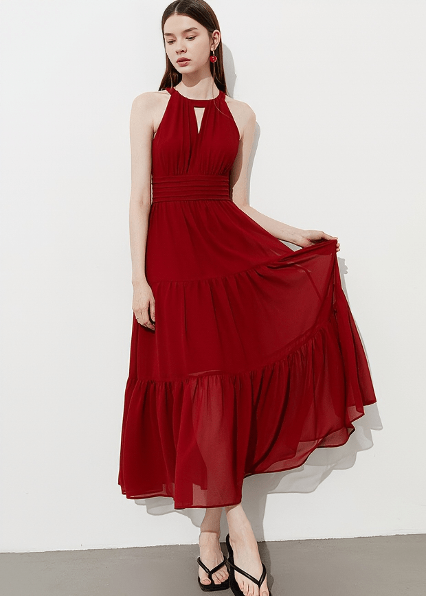 ETHEREAL TIERED HALTER MAXI DRESS - Vera Lumina