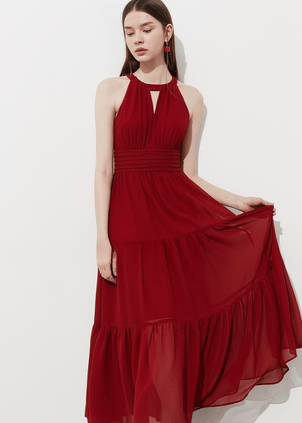ETHEREAL TIERED HALTER MAXI DRESS - Vera Lumina