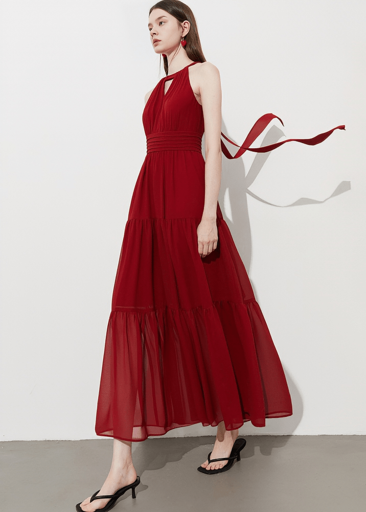 ETHEREAL TIERED HALTER MAXI DRESS - Vera Lumina