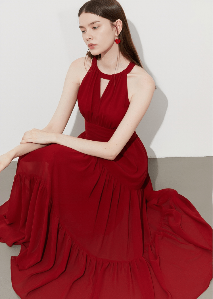 ETHEREAL TIERED HALTER MAXI DRESS - Vera Lumina