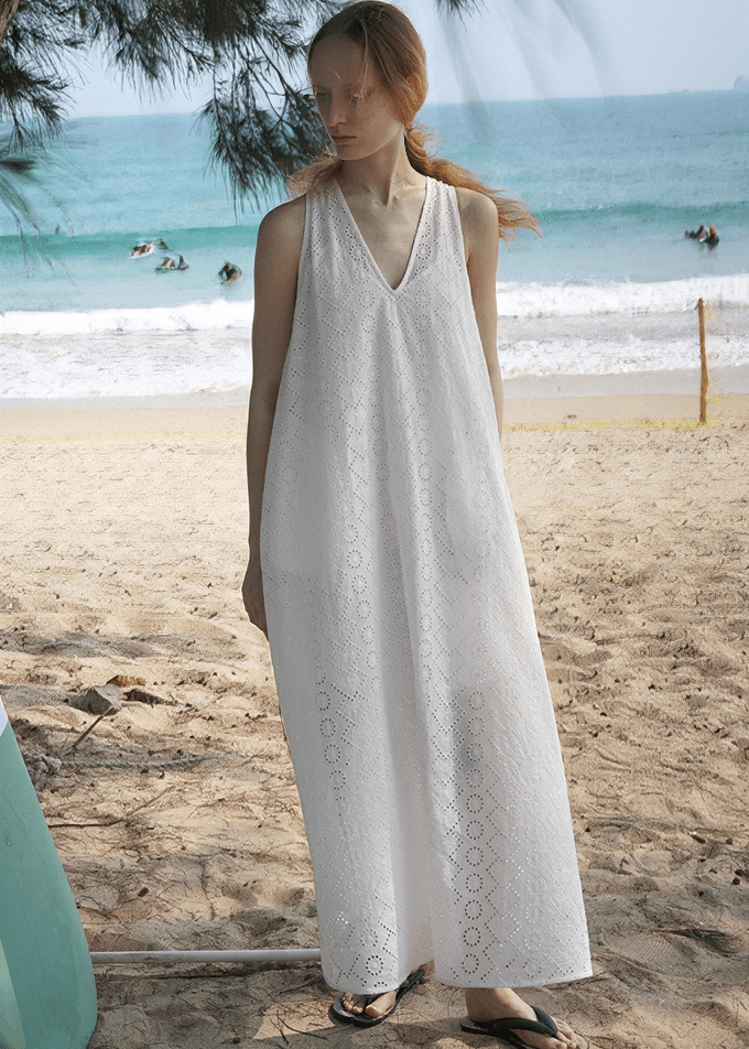 ETHEREAL V - NECK FLOWING MAXI DRESS - Vera Lumina
