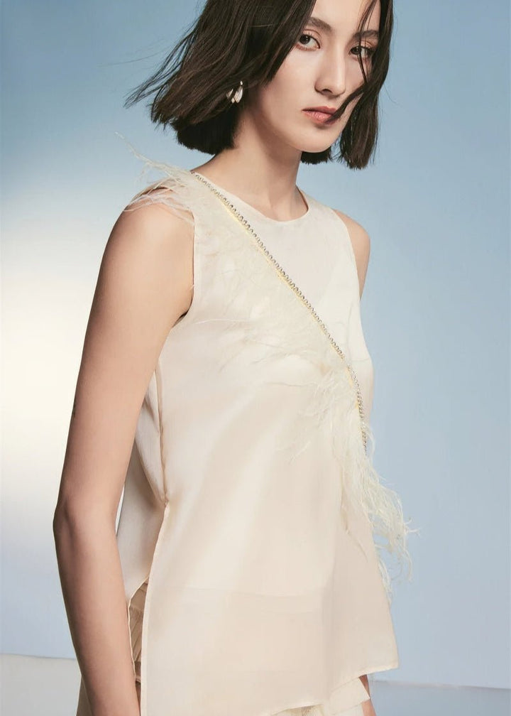 feather diamond sleeveless top & skirt - Vera Lumina