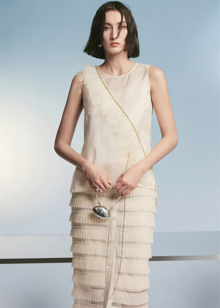 feather diamond sleeveless top & skirt - Vera Lumina