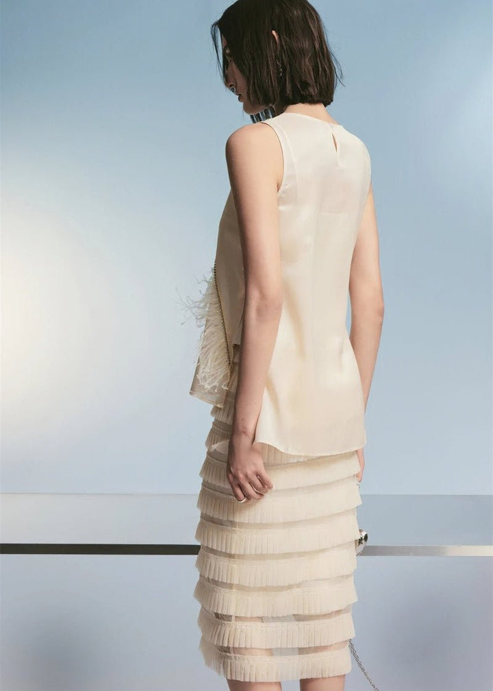 feather diamond sleeveless top & skirt - Vera Lumina