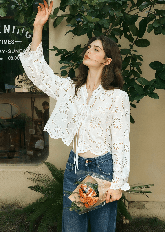 FILIGREE CUTWORK BLOUSE - Vera Lumina