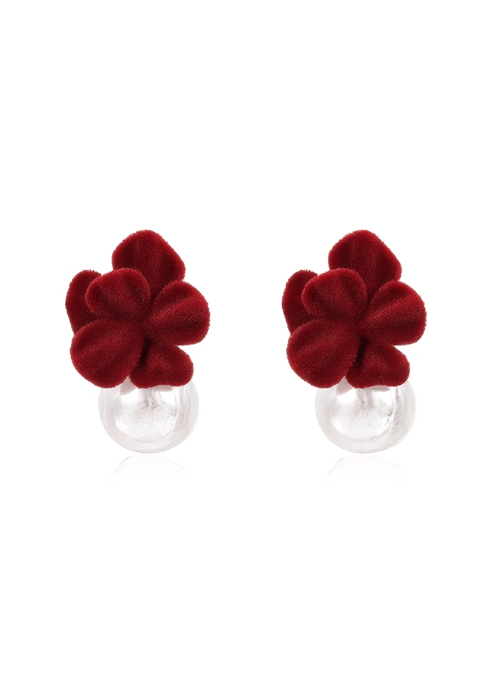 FLEUR VELVET PENDANT PIERCED EARRINGS - Vera Lumina