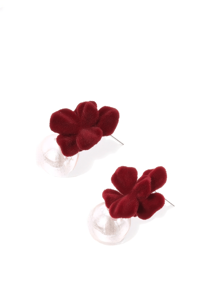 FLEUR VELVET PENDANT PIERCED EARRINGS - Vera Lumina