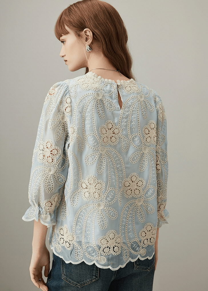 FLORAL CROCHET LACE BLOUSE - Vera Lumina