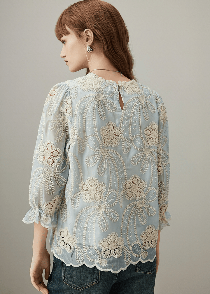 FLORAL CROCHET LACE BLOUSE - Vera Lumina