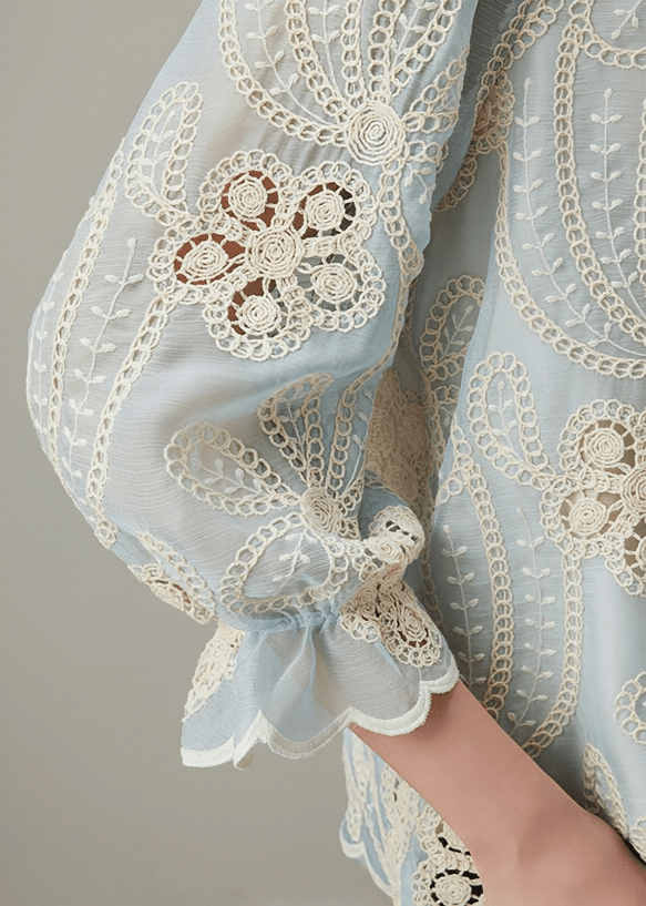 FLORAL CROCHET LACE BLOUSE - Vera Lumina