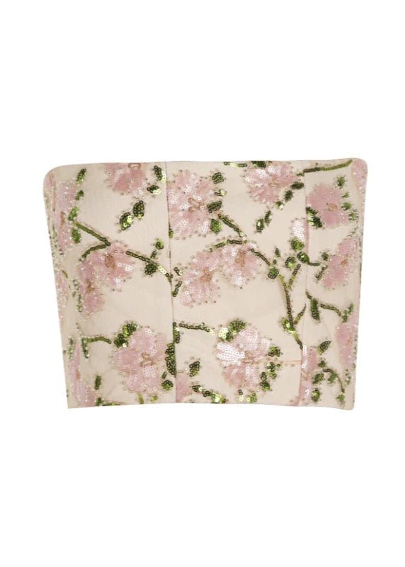 floral embroidered bandeau & cropped pant - Vera Lumina
