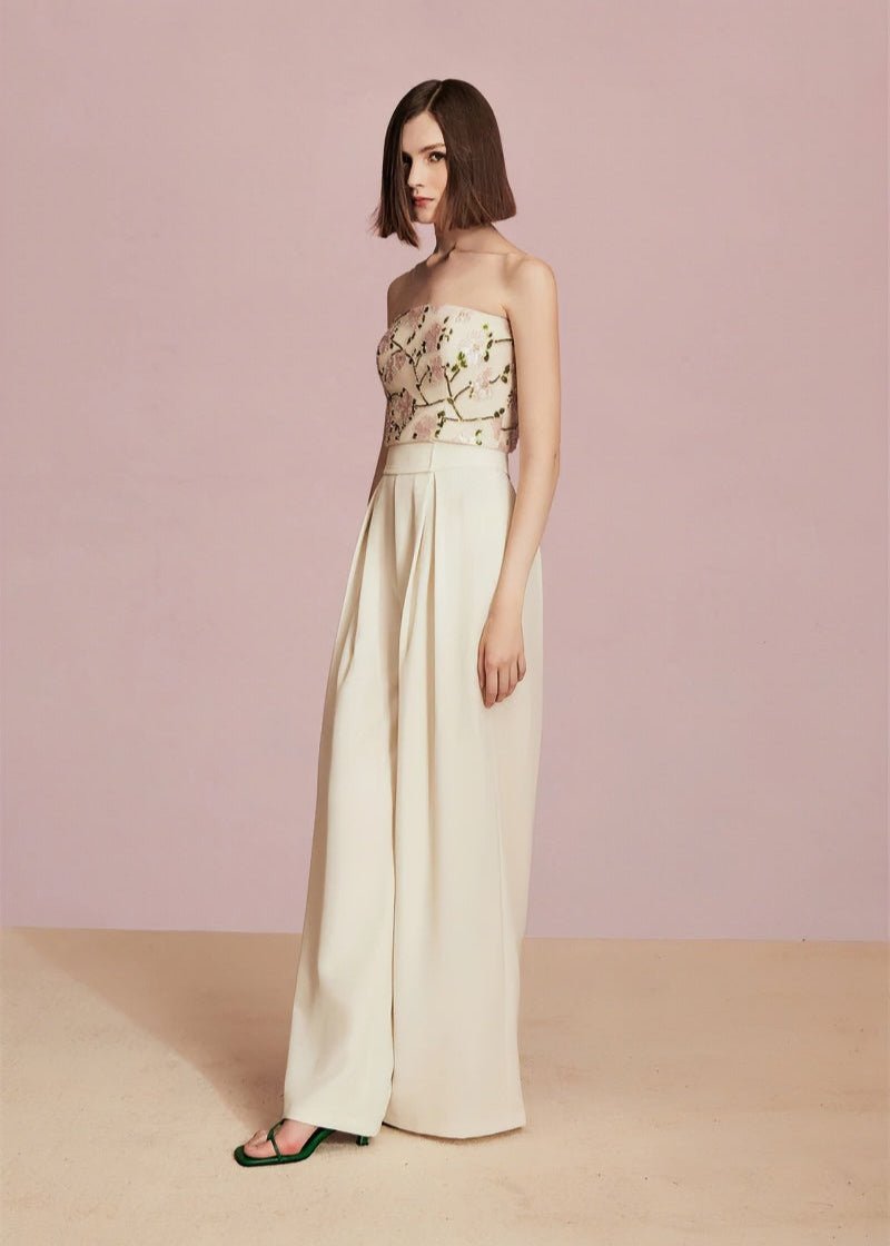floral embroidered bandeau & cropped pant - Vera Lumina