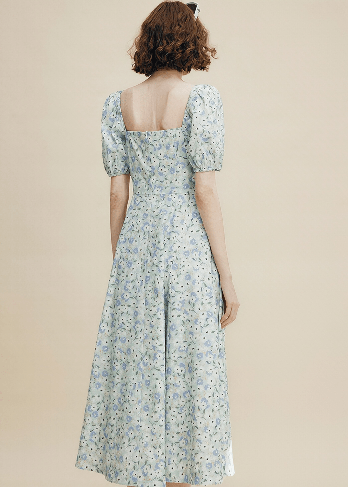FLORAL SMOCKED SQUARE NECK DRESS - Vera Lumina