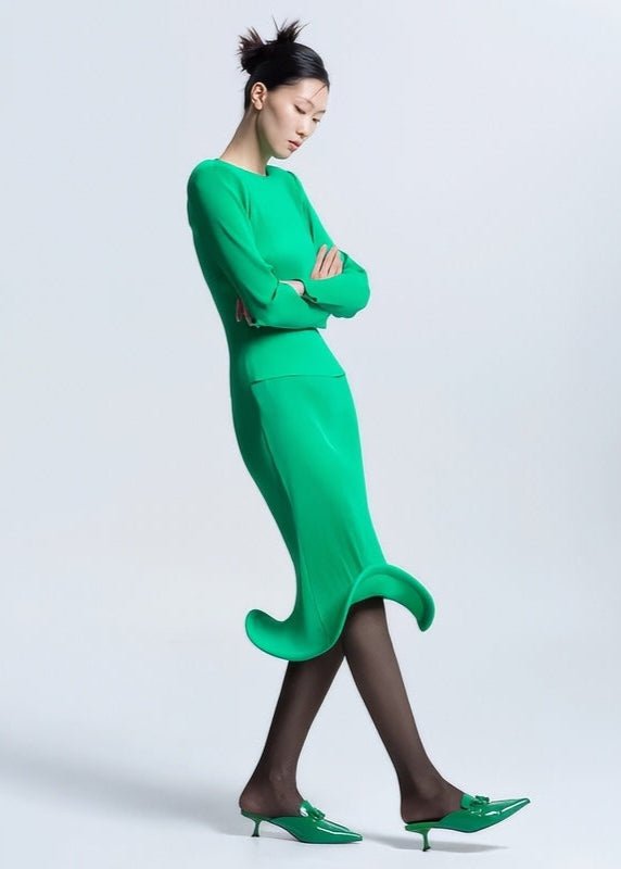 flowing crew neck long sleeve tops - Vera Lumina