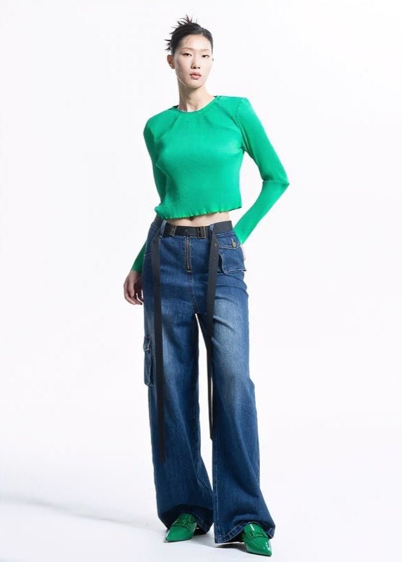 flowing crew neck long sleeve tops - Vera Lumina