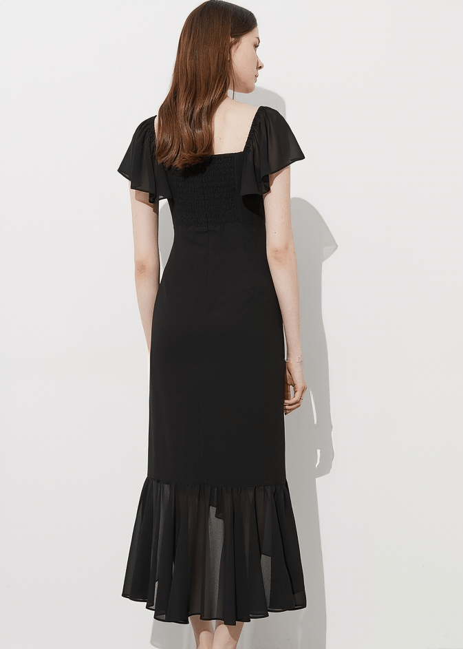 FLUTTER SLEEVE RUFFLE MERMAID DRESS - Vera Lumina