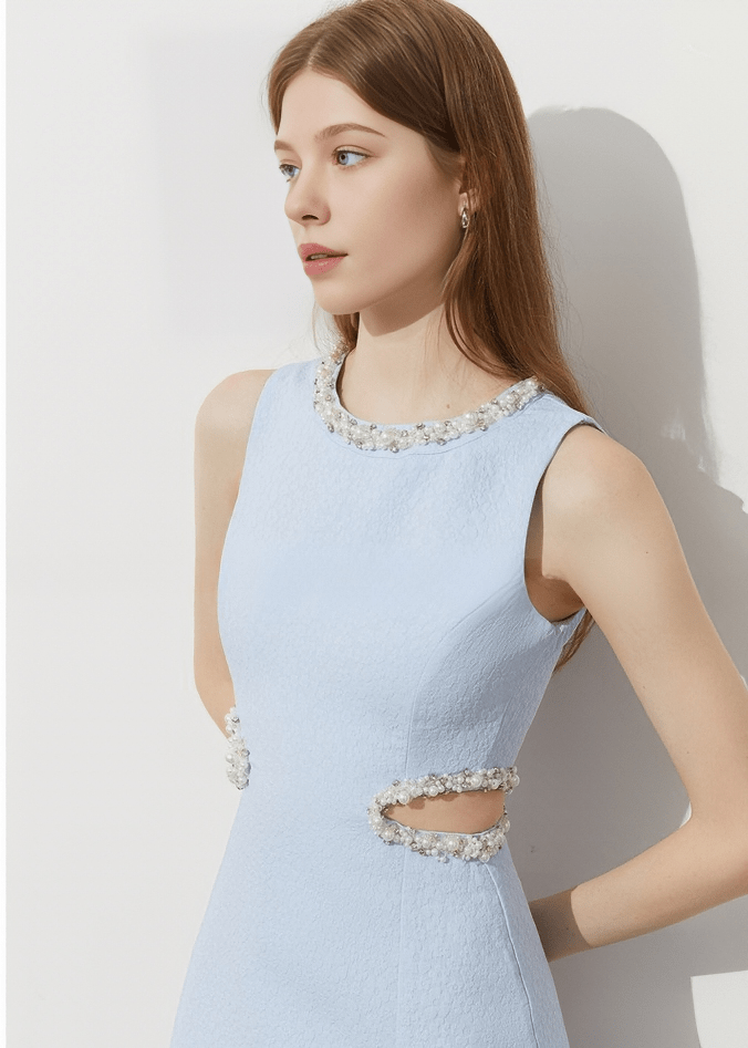 FRAYED CUTOUT MINI DRESS - Vera Lumina