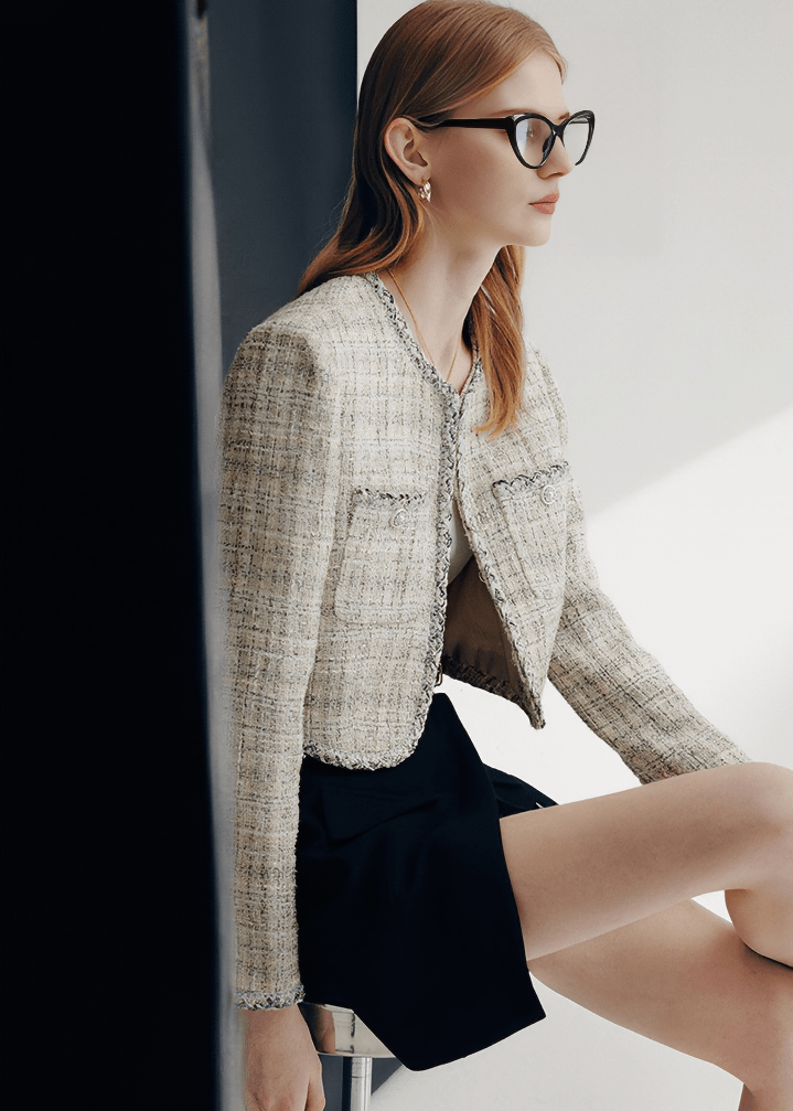 FRAYED EDGE CROPPED BLAZER - Vera Lumina