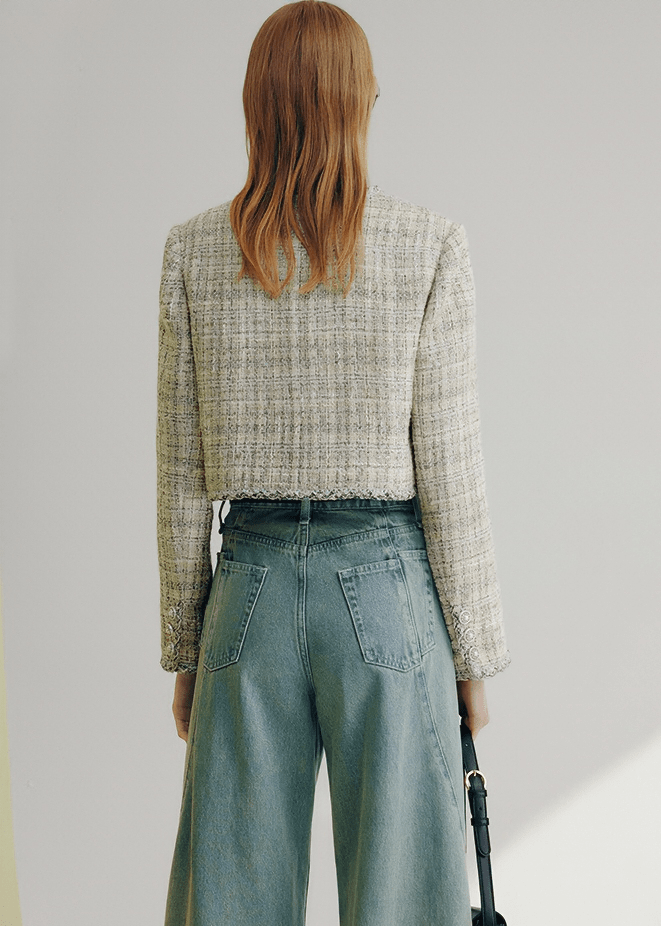 FRAYED EDGE CROPPED BLAZER - Vera Lumina